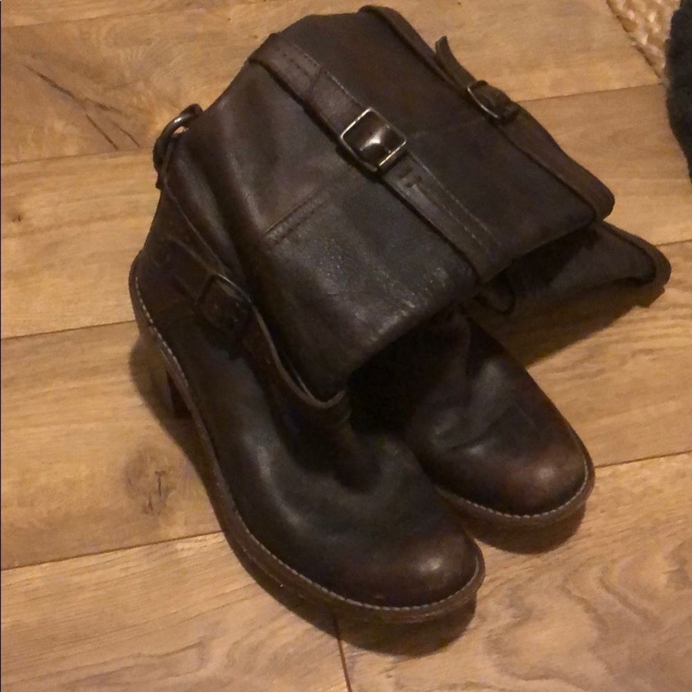 Frye 3 strap buckle boots